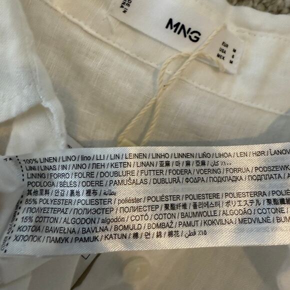 MNG medium Laia linen cap sleeve belted shirt midi dress D1 3066 - Picture 4 of 14